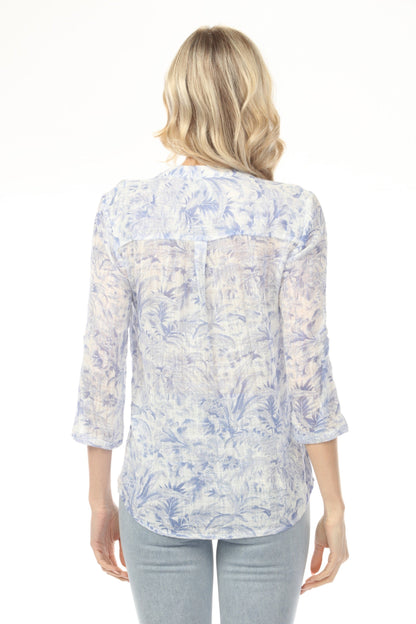 Charlie B Printed Roll-Up Sleeve Blouse C4188A-274C