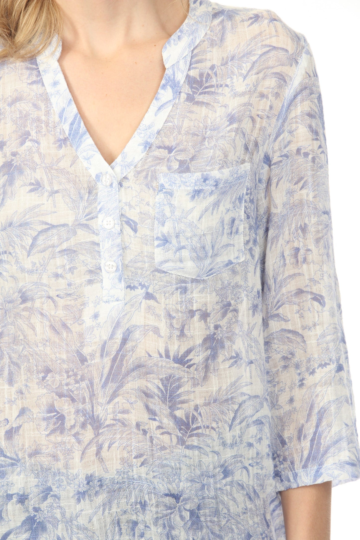 Charlie B Printed Roll-Up Sleeve Blouse C4188A-274C