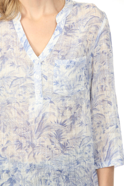 Charlie B Printed Roll-Up Sleeve Blouse C4188A-274C
