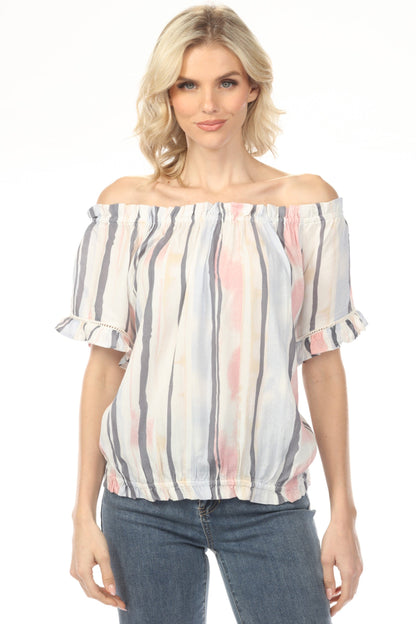 Charlie B Nautical Stripes Off-Shoulder Peasant Blouse C4554P-808B