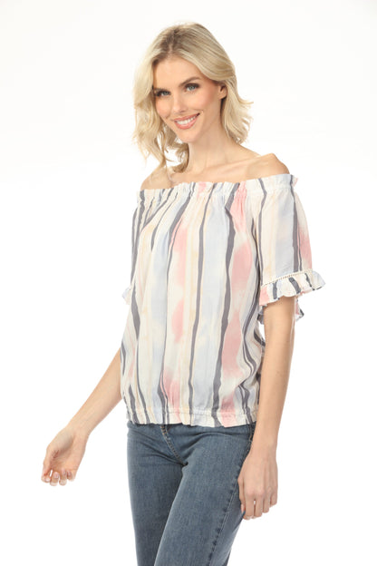 Charlie B Nautical Stripes Off-Shoulder Peasant Blouse C4554P-808B