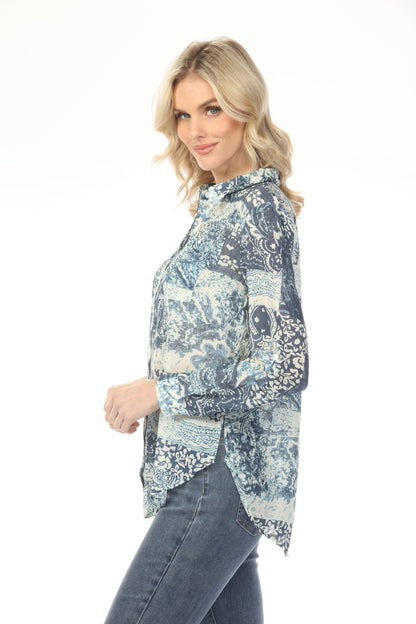 Charlie B Scarf Printed Button-Up Blouse C4308T-782A