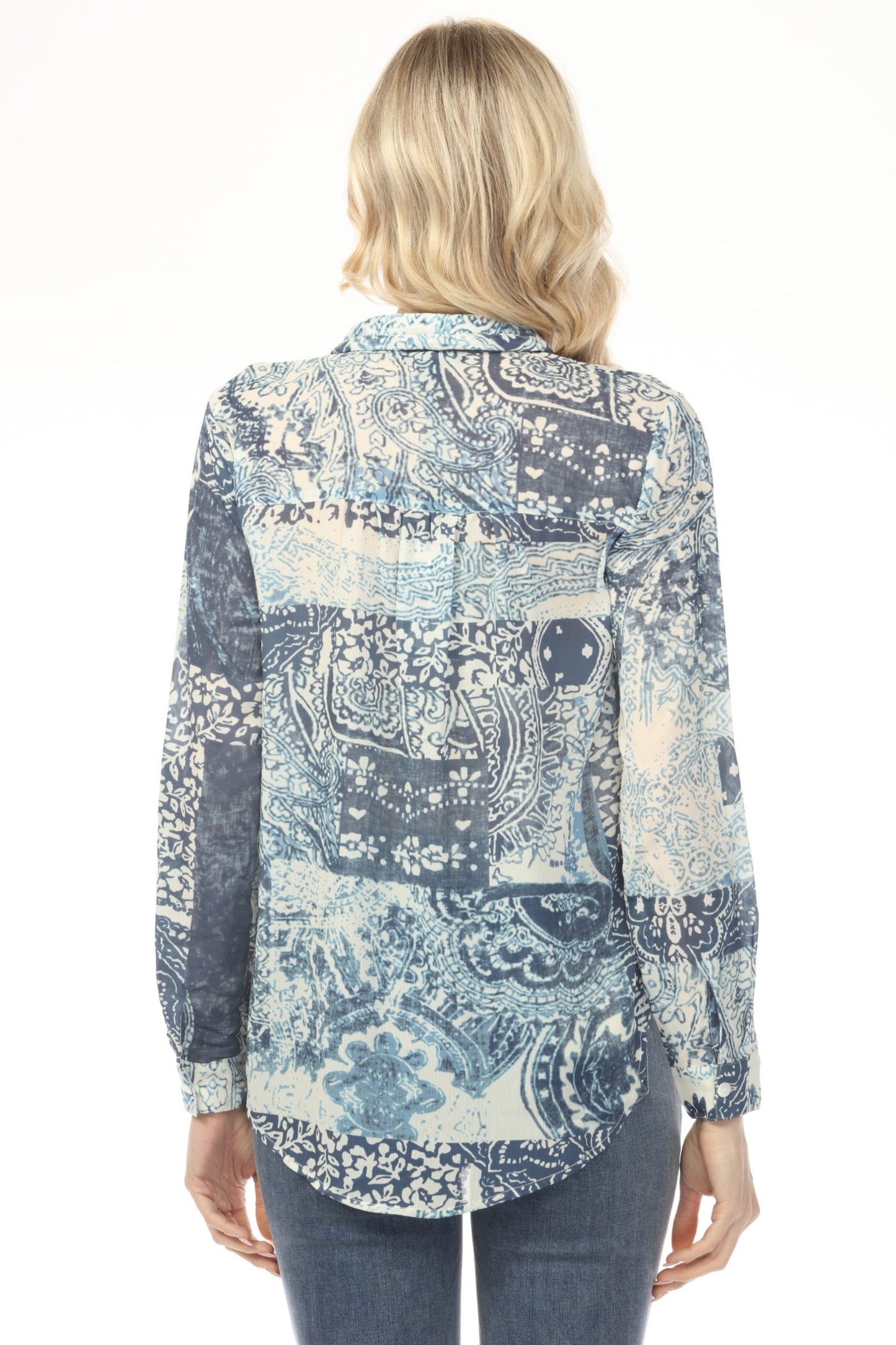 Charlie B Scarf Printed Button-Up Blouse C4308T-782A