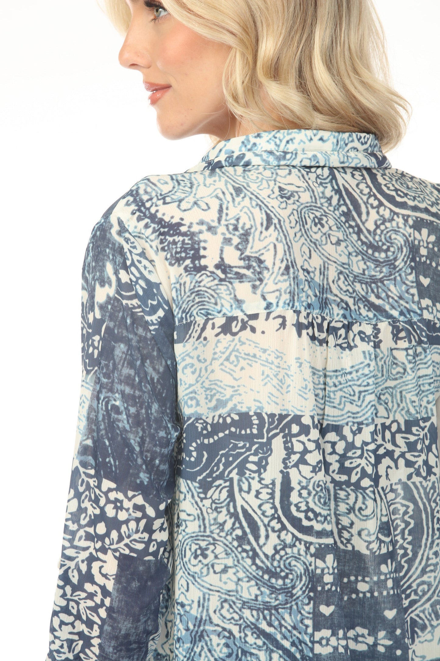 Charlie B Scarf Printed Button-Up Blouse C4308T-782A