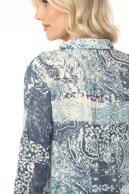 Charlie B Scarf Printed Button-Up Blouse C4308T-782A
