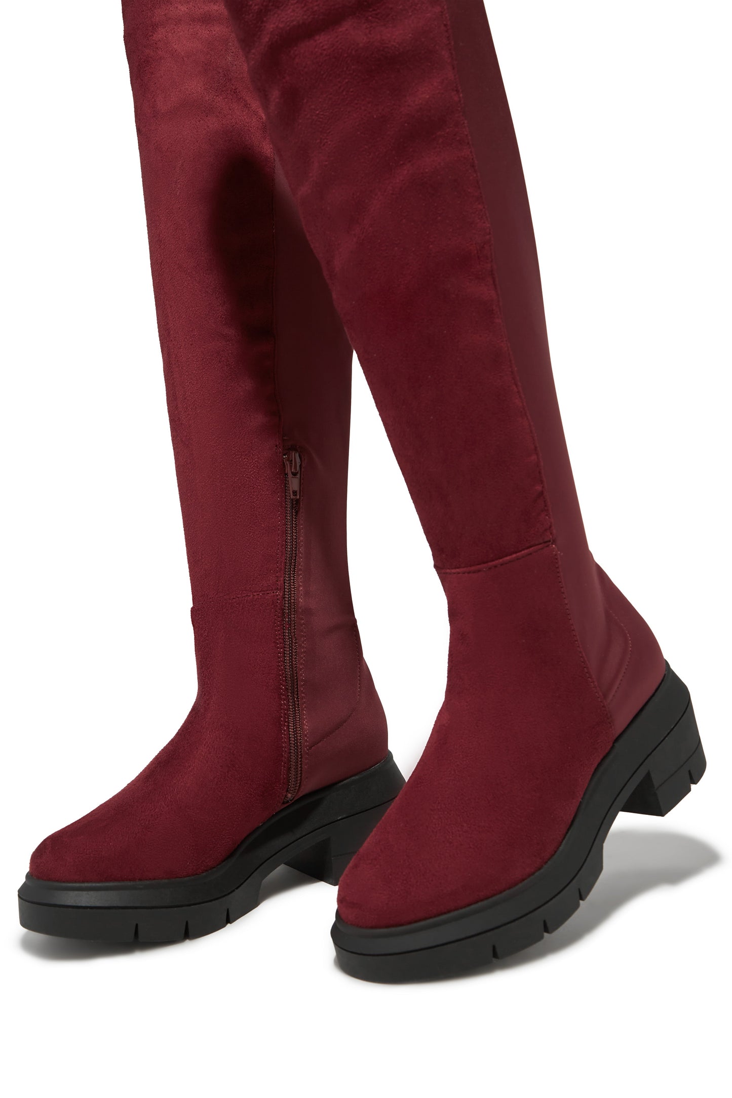 Zerah Over The Knee Boots - Burgundy