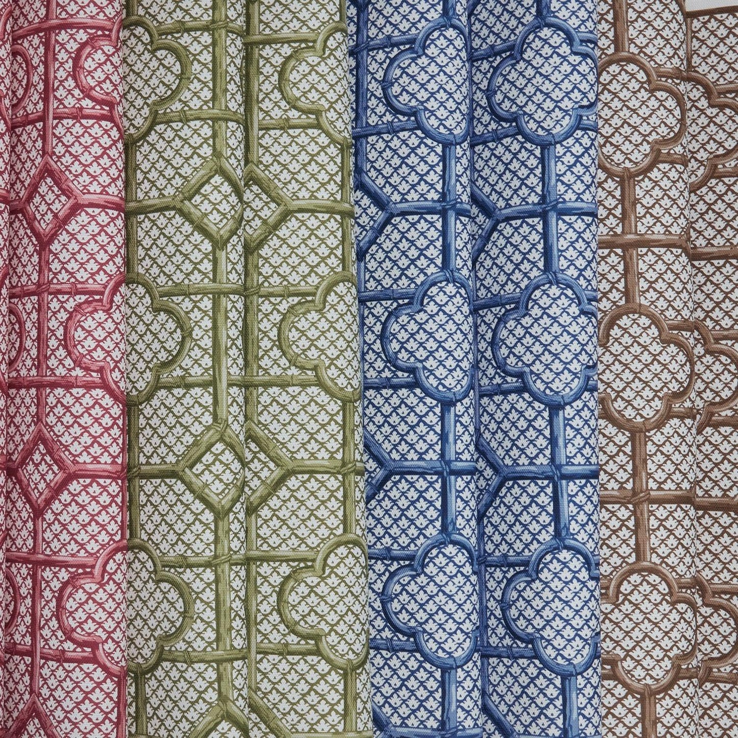 Cobalt Blue Bamboo Trellis Fabric