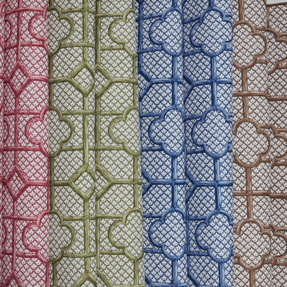 Cobalt Blue Bamboo Trellis Fabric