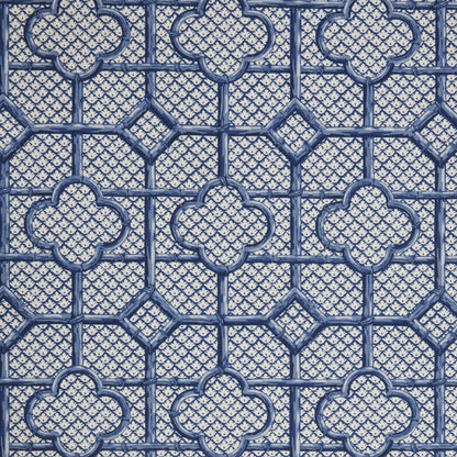 Cobalt Blue Bamboo Trellis Fabric
