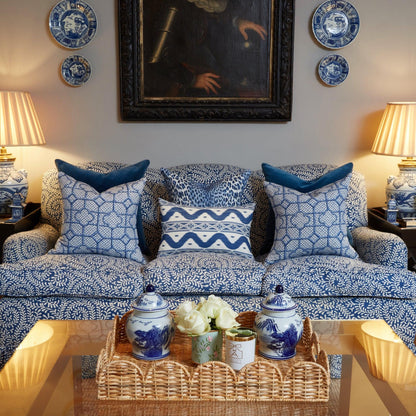 Cobalt Blue Bamboo Trellis Fabric
