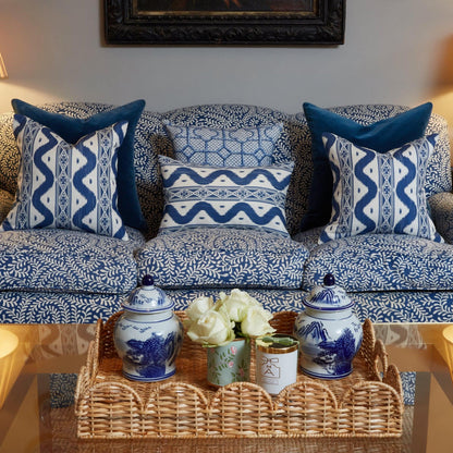 Cobalt Blue Bamboo Trellis Fabric