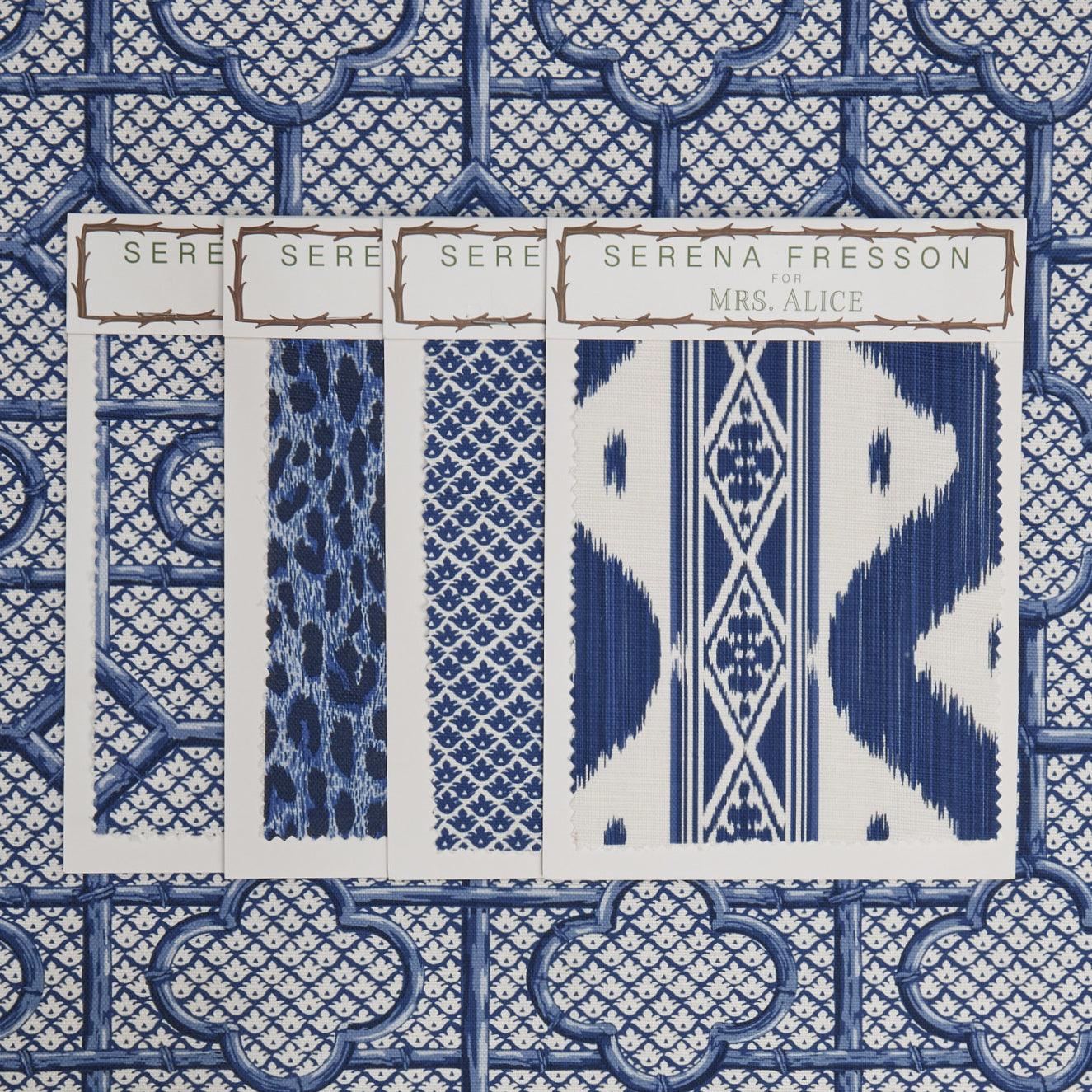 Cobalt Blue Bamboo Trellis Fabric
