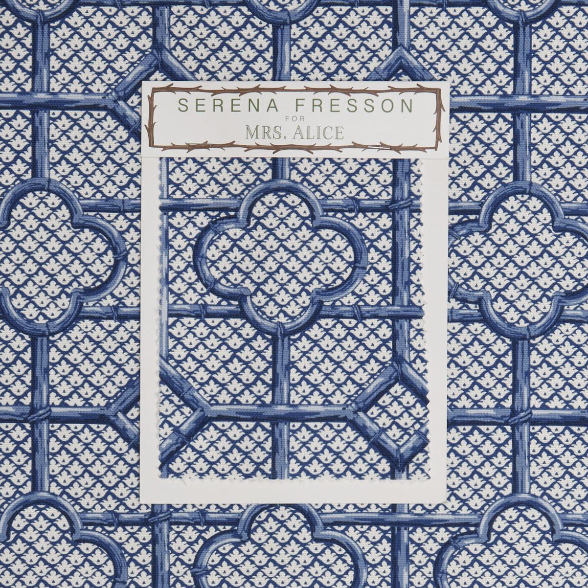 Cobalt Blue Bamboo Trellis Fabric