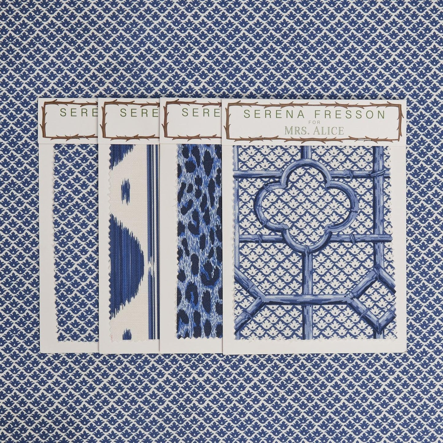 Cobalt Blue Lotus Flower Fabric