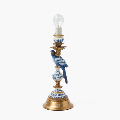 Blue Parrot Rechargeable Lamp with Caramel Lotus Deep Scalloped Shade (18cm)