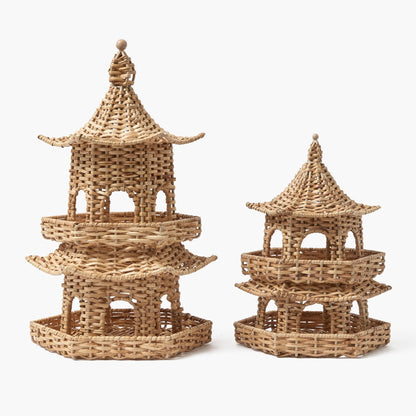 Thea Rattan Pagoda Lantern - 30cm