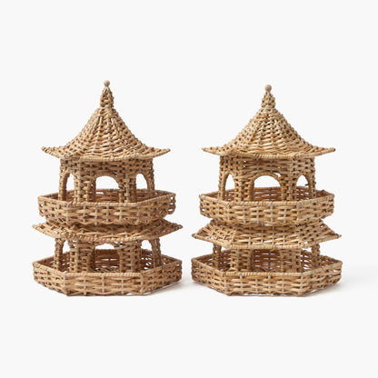 Thea Rattan Pagoda Lantern - 30cm