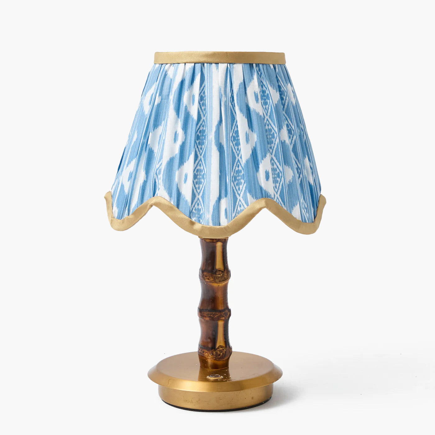 Blue & Putty Ikat Deep Scalloped Lampshade (18cm)