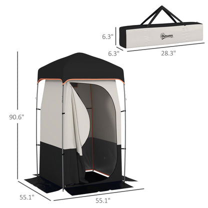 Camping Shower Tent with Solar Shower Bag & Removable Floor