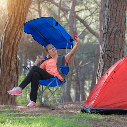Foldable Camping Chair with Canopy & Cup Holder – 330 lb Capacity