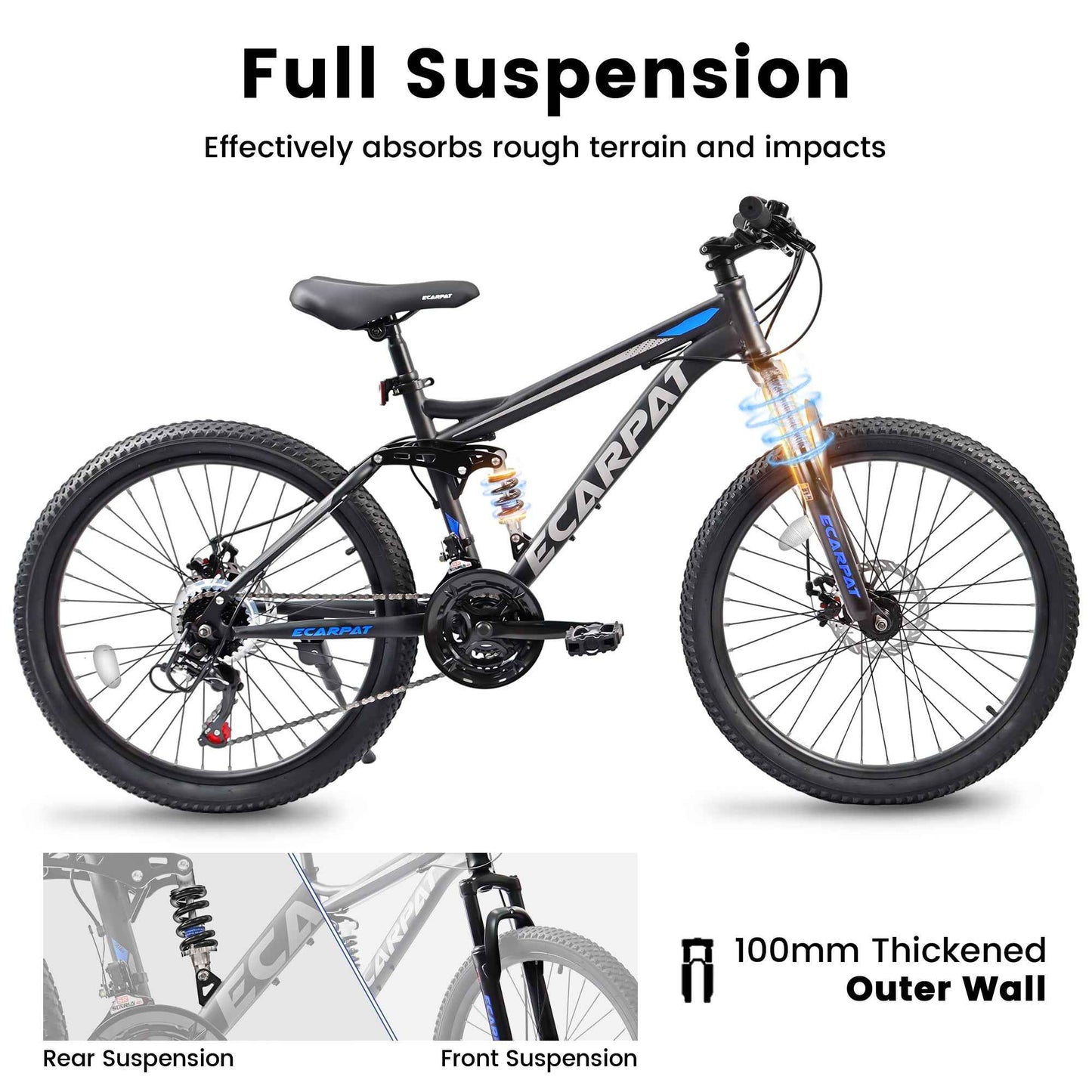 26" Full-Suspension Mountain Bike | 21-Speed, Disc Brakes & Dual Shock Absorption