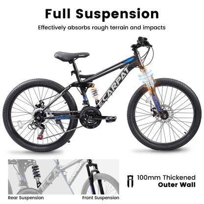 26" Full-Suspension Mountain Bike | 21-Speed, Disc Brakes & Dual Shock Absorption