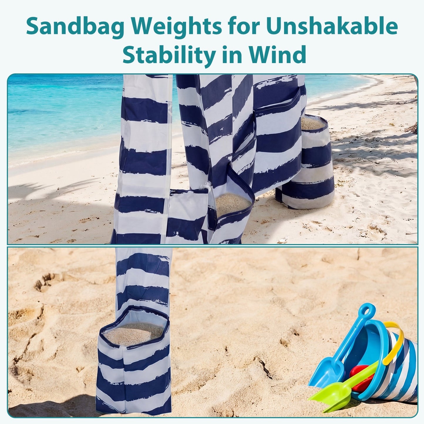 Beach Cottage - 6 Feet By 6 Feet, With Detachable Side Walls, A Simple Beach Sunshade Tent, Equipped With Storage Bags, Portable, UPF 50-- Standard