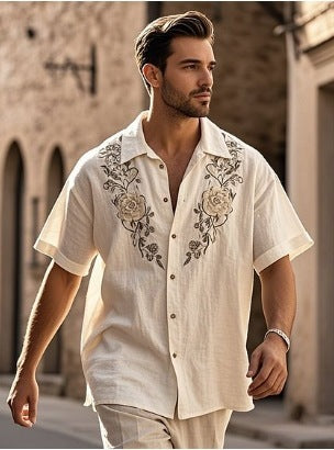 Men's Retro Animal Print Short-Sleeve Shirt