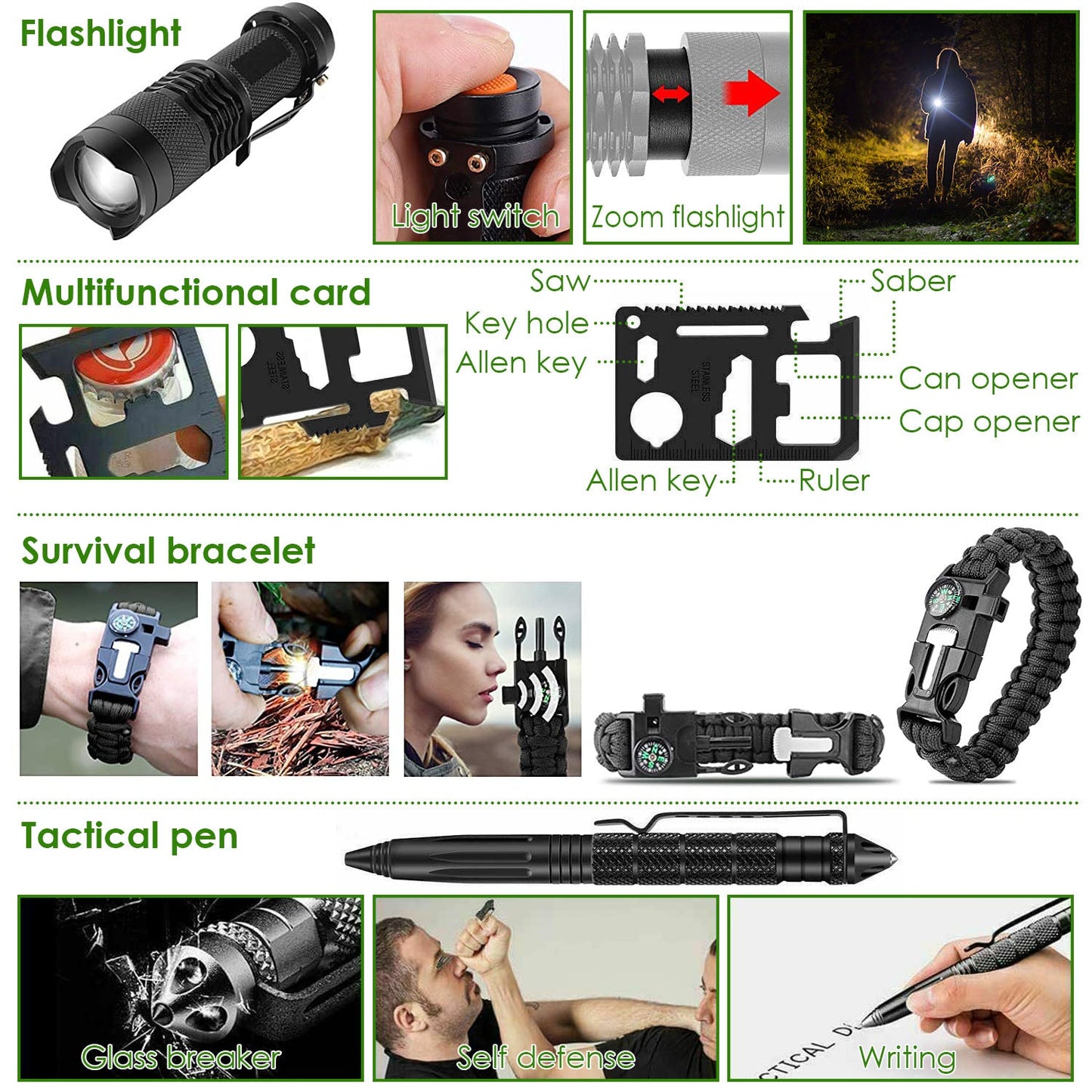 47-Piece Emergency Survival Kit with Tactical Pouch – Hiking, Camping & First Aid