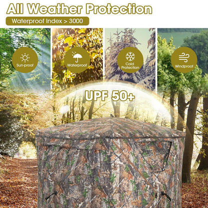2-3 Person Pop-Up Hunting Blind – 270° View, Blackout Cloth, Storage Pocket