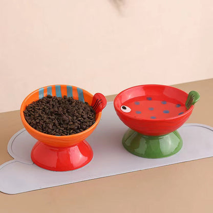 Cat Bowl Ceramic Protection Cervical Vertebra Against Overturning