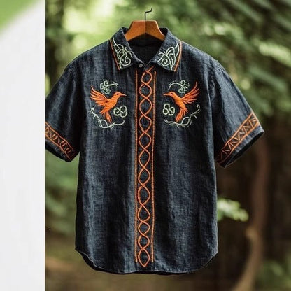 Men's Retro Animal Print Short-Sleeve Shirt
