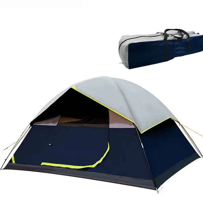 3–5 Person Darkroom Camping Tent – Black-Coated Double-Layer with 2000–3000mm Waterproof | Blue