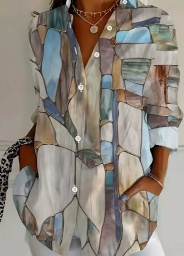 Casual Long-sleeved Shirt With Hawaiian Print