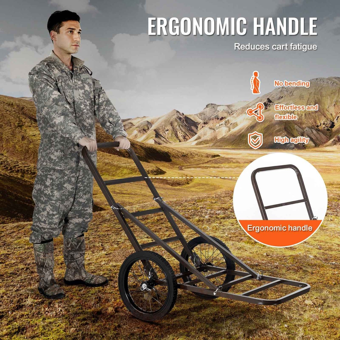 300 lb Folding Deer Cart with Solid Rubber Tires