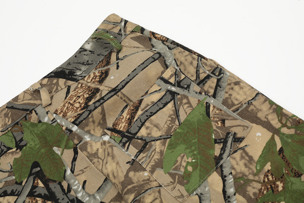 Men's Jungle Camouflage Cotton Cargo Pants – Straight-Leg Outdoor Trousers