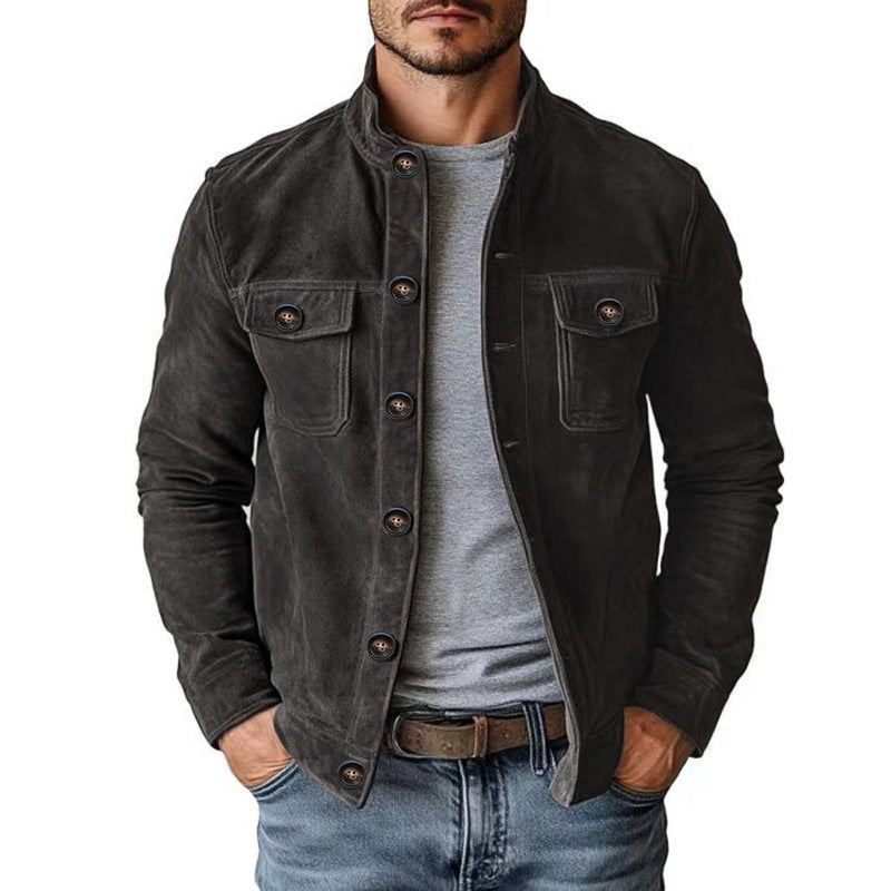 Men's Slim-Fit Faux Suede Jacket – Vintage Casual Outerwear