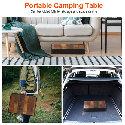Adjustable Height Folding Camping Table with Hanging Storage Net – 66 lb. Capacity