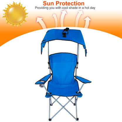 Foldable Camping Chair with Canopy & Cup Holder – 330 lb Capacity