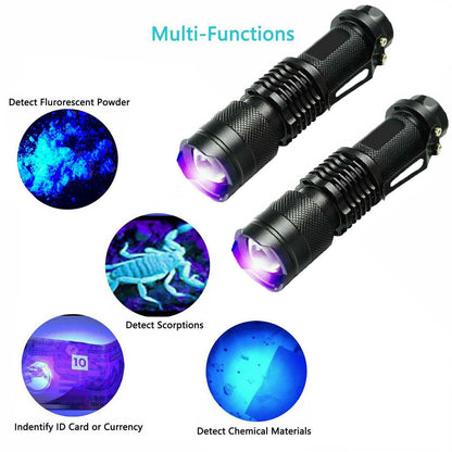 2-Pack UV Blacklight Flashlight – Ultraviolet LED Torch for Pet Stains & Scorpions