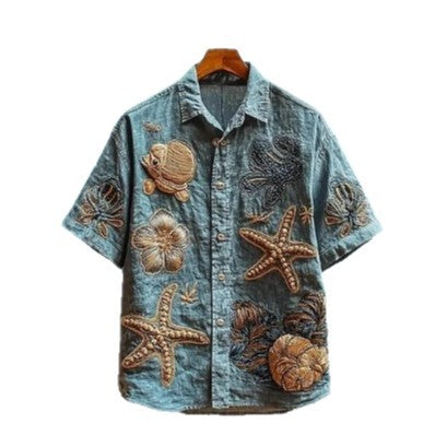 Men's Retro Animal Print Short-Sleeve Shirt