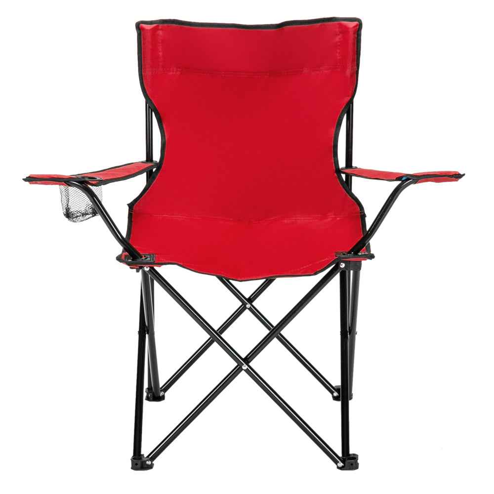 Foldable Camping Chair with Carry Bag – Red, Supports 230 lbs