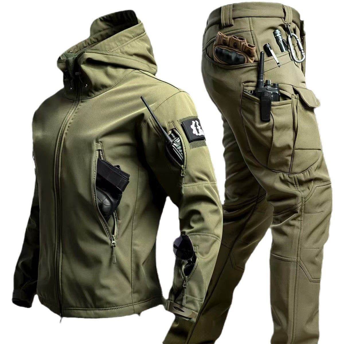 Men's Camouflage Winter Shell Jacket & Pants Suit – Waterproof Windproof Outdoor Set