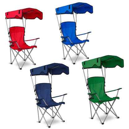 Foldable Camping Chair with Canopy & Cup Holder – 330 lb Capacity