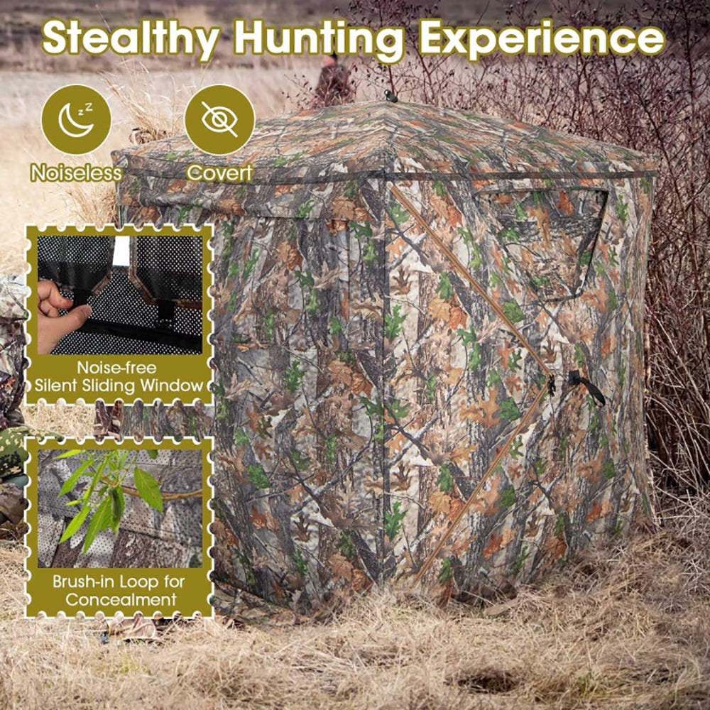 2-3 Person Pop-Up Hunting Blind – 270° View, Blackout Cloth, Storage Pocket