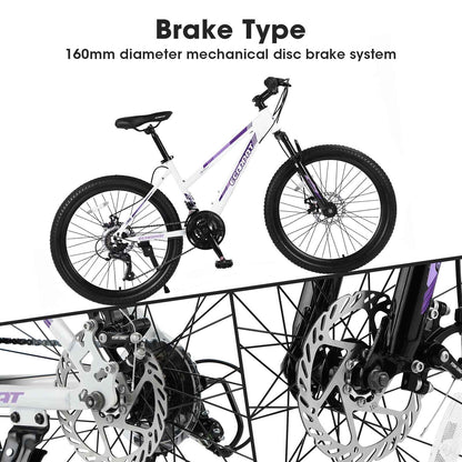 26" Girls & Women's Mountain Bike | Shimano 21-Speed, Dual Disc Brakes & 100mm Suspension