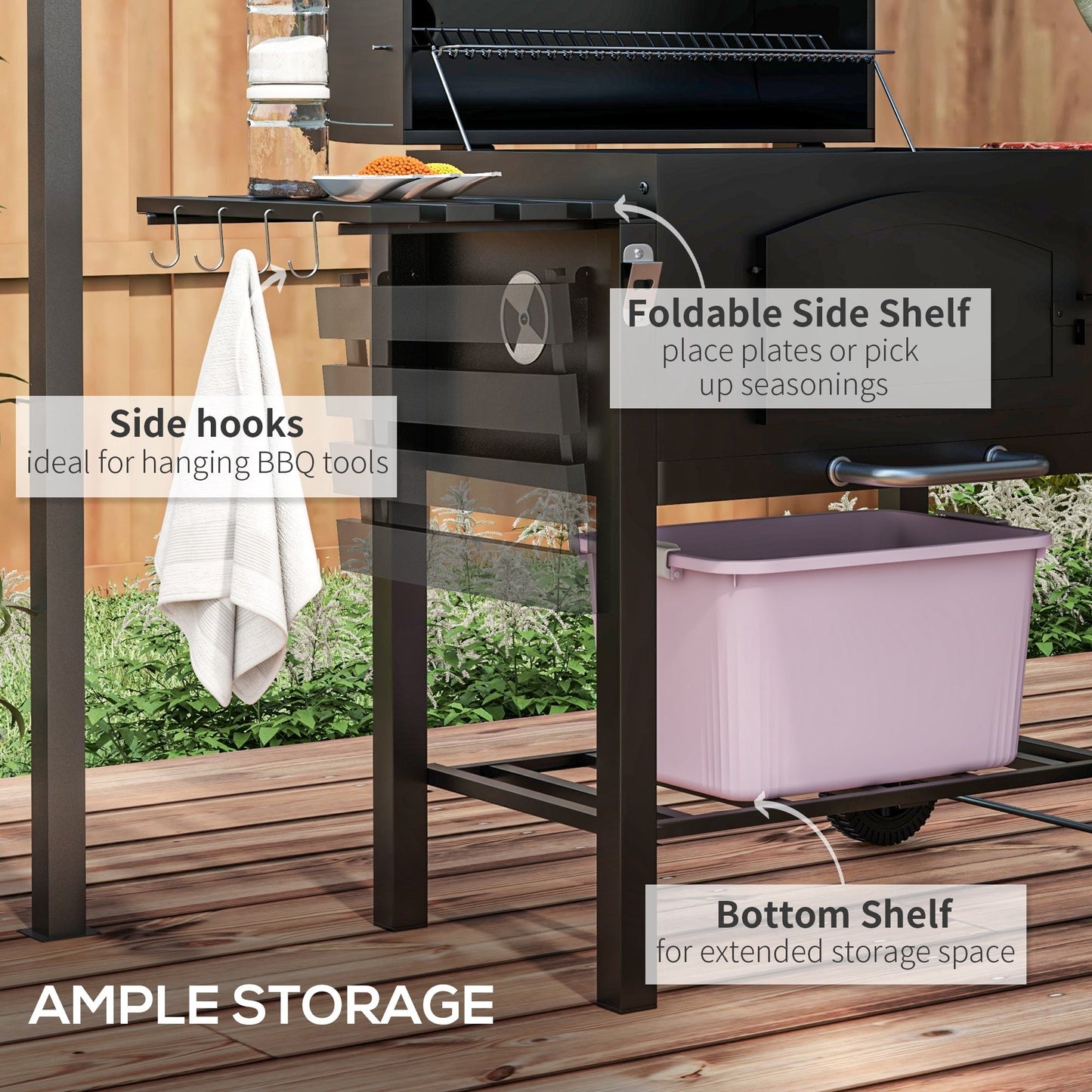 Charcoal BBQ Grill | 371 Sq In with Adjustable Height, Folding Shelves & Thermometer
