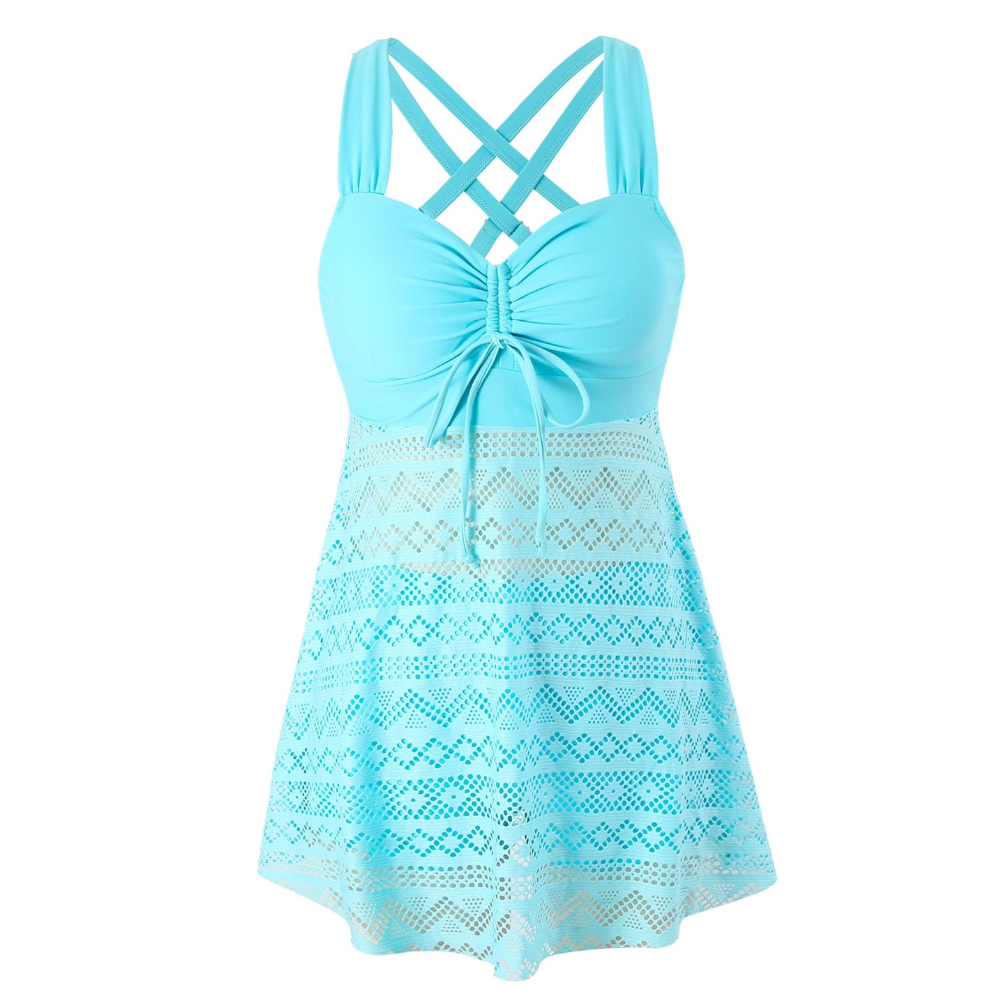 Women's Solid Color Lace One-Piece Swimsuit with Shorts – Korean Style