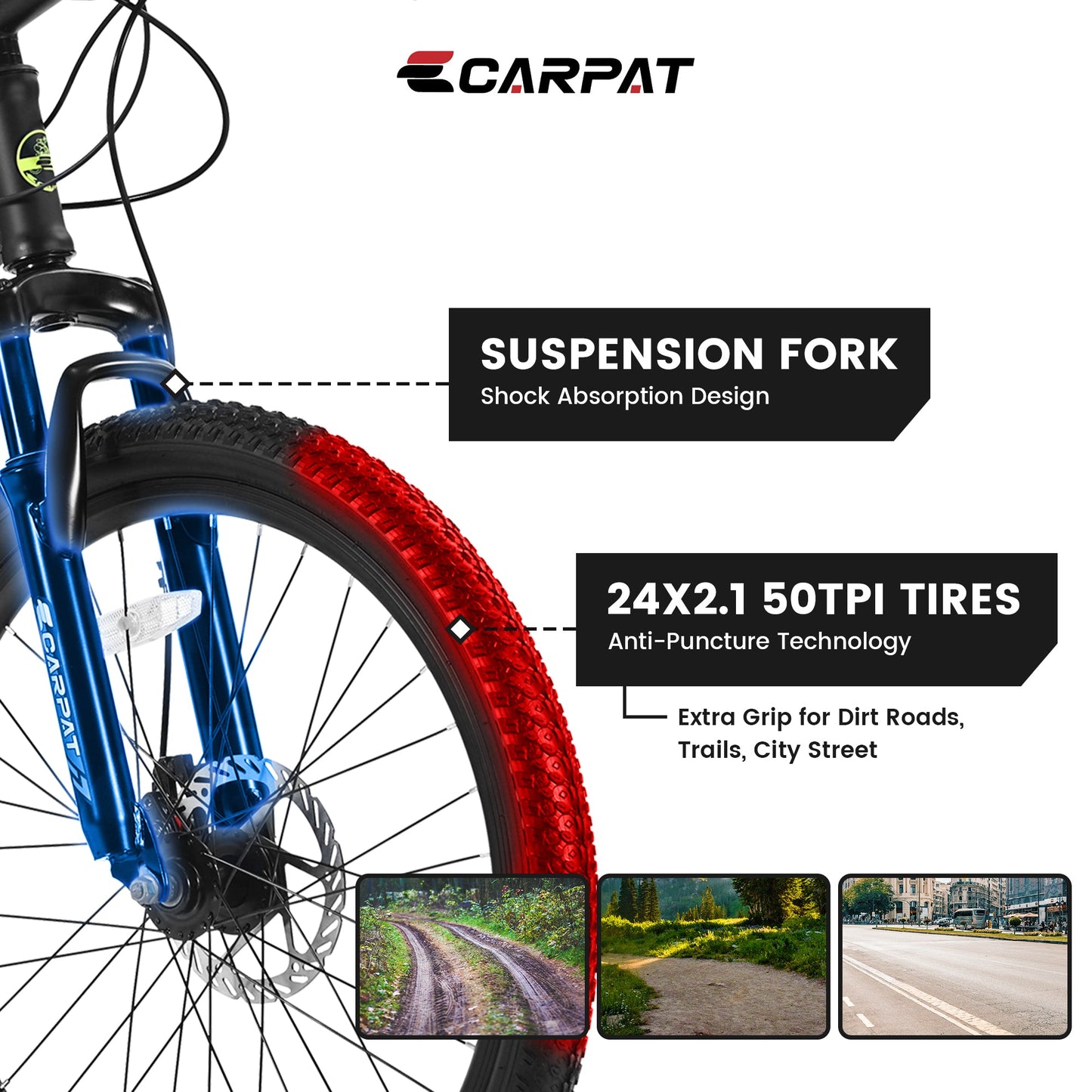 26" Adult Mountain Bike | 21-Speed, Dual Disc Brakes & Dual Shock Absorption