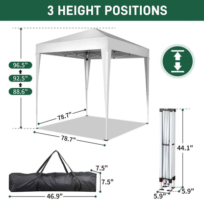 6.5x6.5ft Outdoor Canopy Gazebo – UV-Resistant Waterproof Pop-Up Shade Tent with Adjustable Legs & Carry Bag